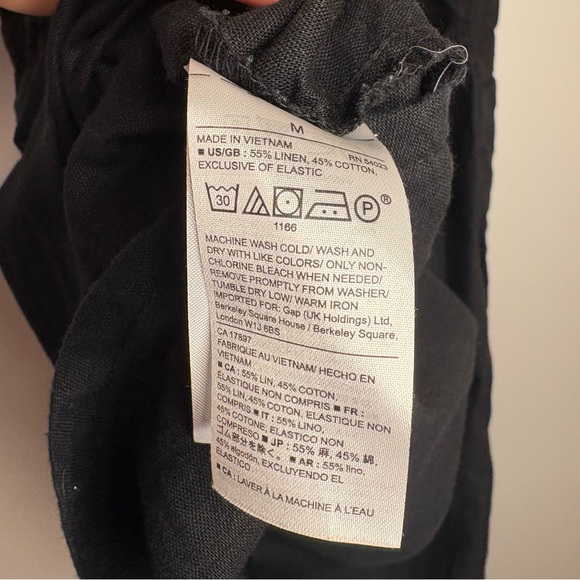 Gap Linen Tie Back Dress Black Short Sundress Sleeveless Resortwear Summer M - Picture 12 of 13